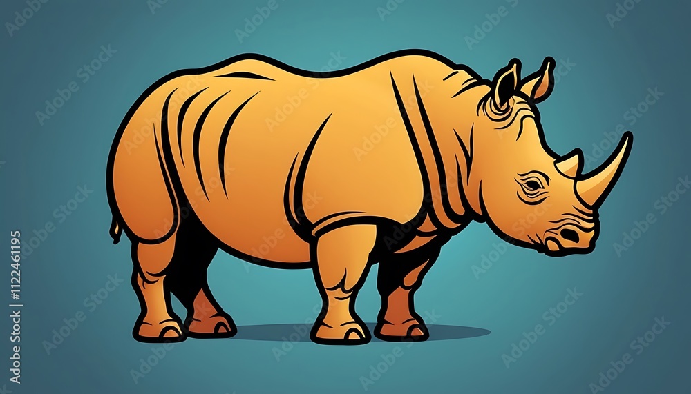 Fototapeta premium rhino, logo head, animal mascot illustration,Rhino Illustration Simple Drawing, strength,5