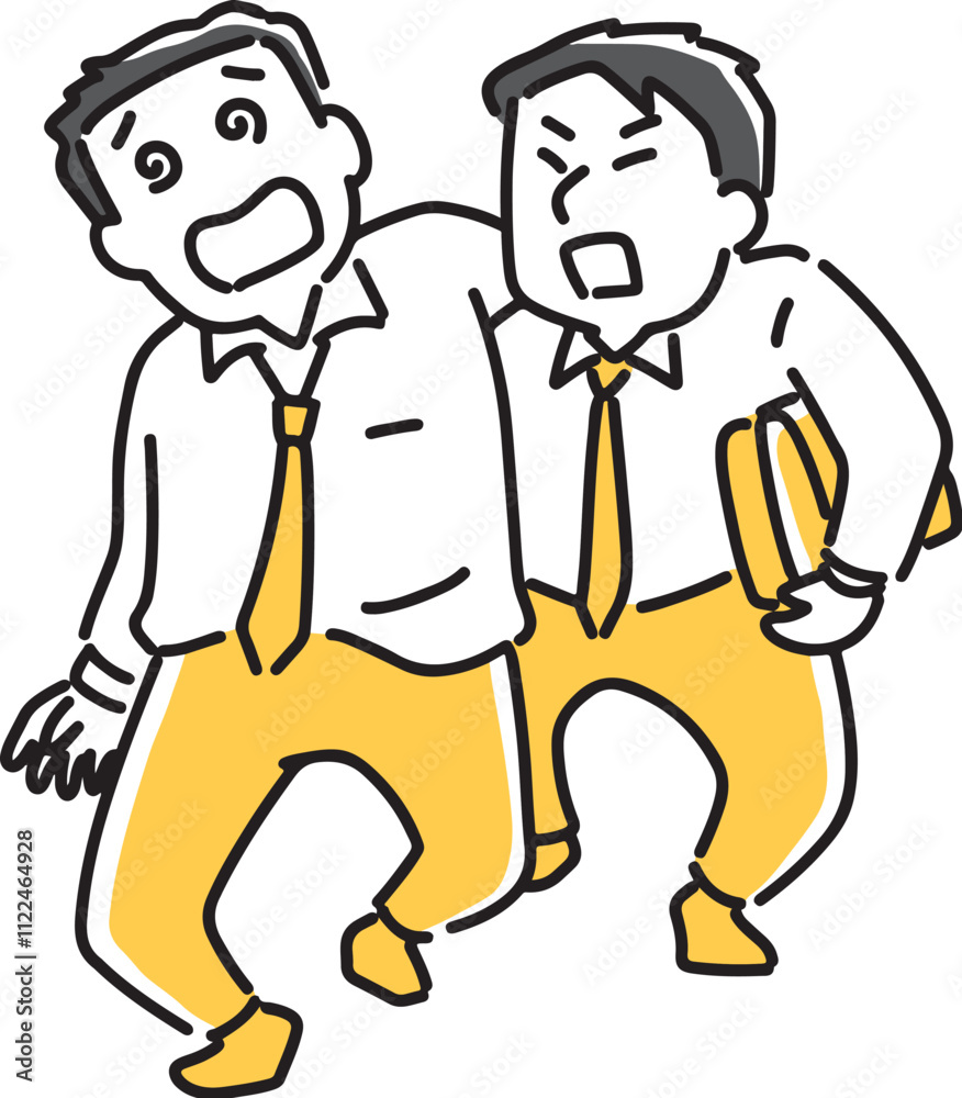 Fototapeta premium 酔っ払いに肩を貸すビジネスマン