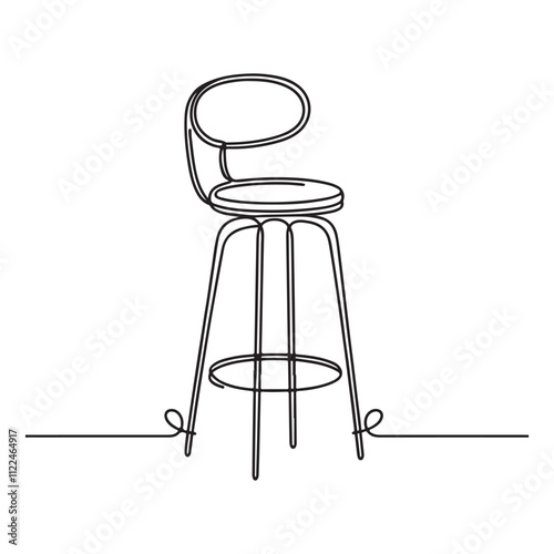 One continuous single drawing line of minimalist bar stool with a simple round seat