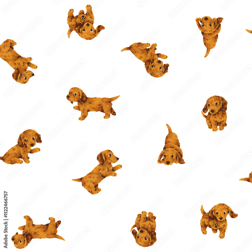 Fototapeta premium Seamless pattern with hand drawn dogs, perfect for textiles,