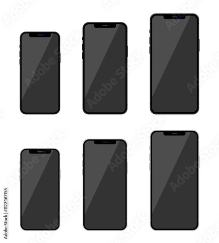 iPhone  12 スマートフォン イラスト タイプ１シルバー＆グレー (.SVG)