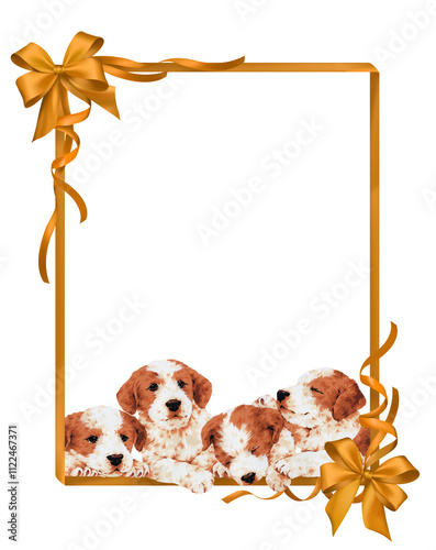 Message frame with cute hand-drawn dogs,