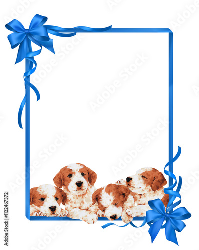 Message frame with cute hand-drawn dogs,