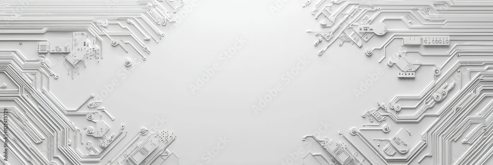 Obraz premium Circuit board pattern with a white background, generative AI