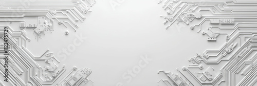 Circuit board pattern with a white background, generative AI