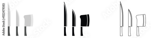 Kitchen knives vector pictogram sign icon symbol ui and ux design, glyphs and stroke line