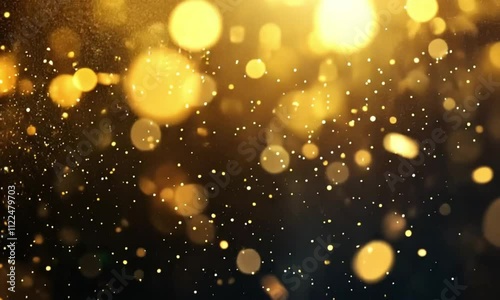 Golden Glitter Falling on a Black Background with Shimmering Sparkles for an Elegant and Luxurious Atmosphere