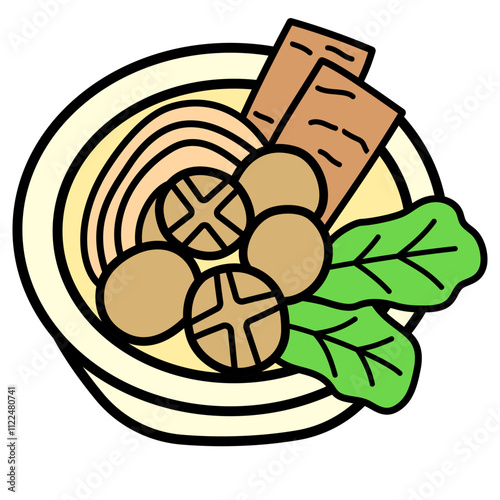 Bakso Filled Line Icon Vector Illustration 
