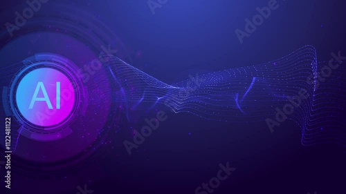 Futuristic AI Microchip Connecting PCB Chip Activates Circuit Board. Digital technology background. Artificial Intelligence Wide Semiconductor Surface deep learning to use generative AI work support photo
