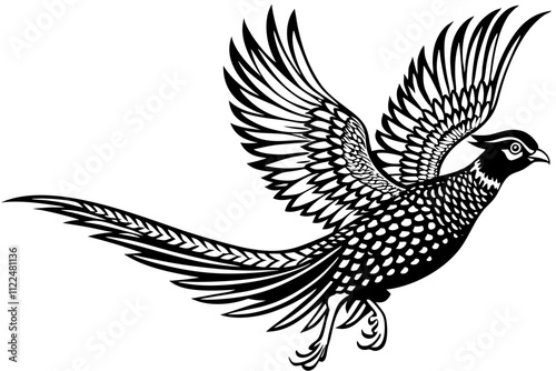 Beautiful reeves pheasant isolated on white background vector illustration