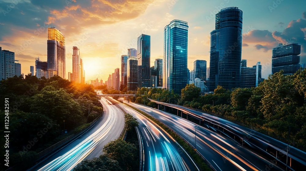 Fototapeta premium Visionary City with Cutting-Edge Mobility Solutions