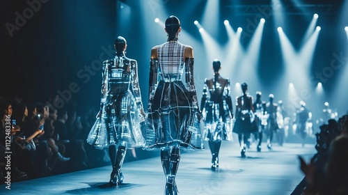 Futuristic Fashion Runway with Cutting-Edge Designs photo