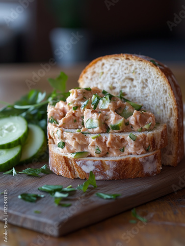 Tuna melt sandwich, 6 inch long, 8 k high resolution. photo