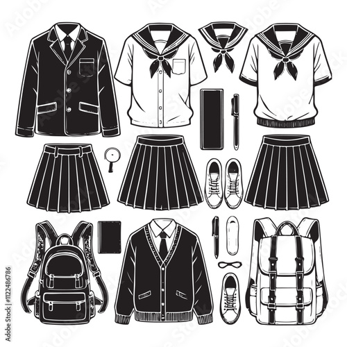 Classic School Uniform. School Uniform Vector.