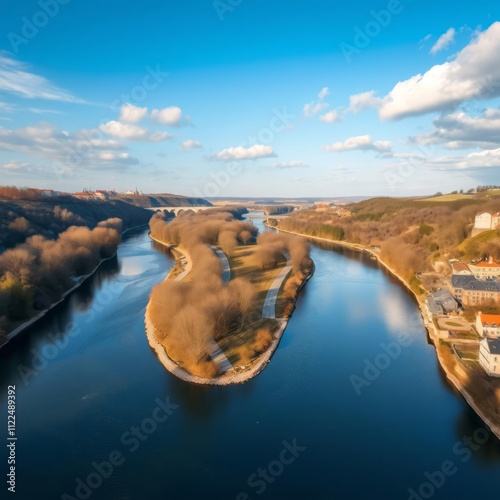 Famous meander on vltava river in springtime River landscapes Ultra realistic Photorealistic landscape photographywater travel sky beautiful tourism outdoor