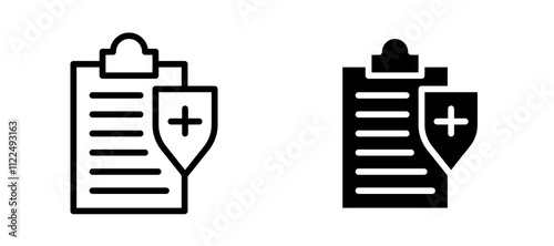 Insurance policy icon symbol collection on white background.