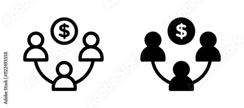 Mutual funds icon symbol collection on white background.