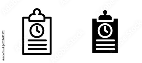 Timesheet icon symbol collection on white background.