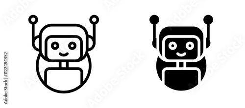 Robot icon symbol collection on white background.