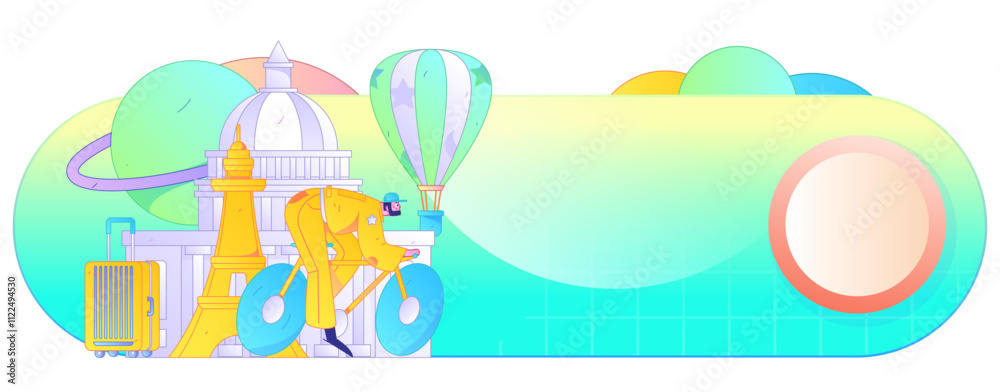 Naklejka premium Holiday travel travel characters internet background vector hand drawn illustration 
