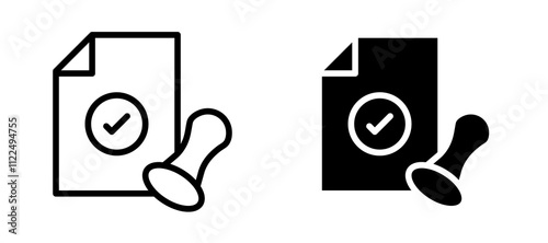 Approved document icon symbol collection on white background.