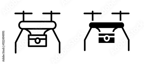 Drone icon symbol collection on white background.