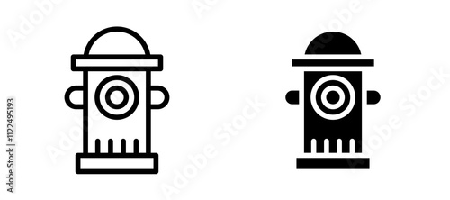Fire hydrant icon symbol collection on white background.
