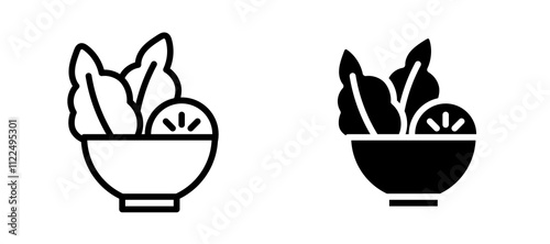 Salad icon symbol collection on white background.