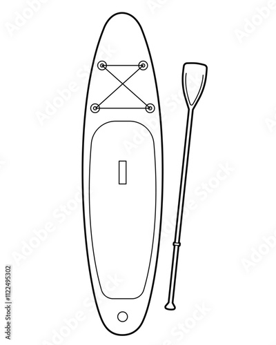 Sup board.  Sport Equipment. Active sports. Outline illustration, isolated on white background, design element