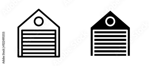 Garage icon symbol collection on white background.