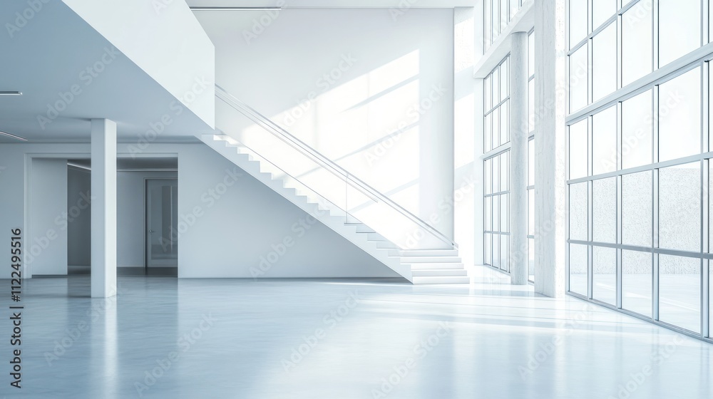Obraz premium Modern Minimalist Architecture: A Sunlit Interior Space