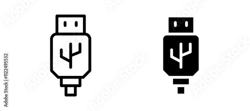 Usb icon symbol collection on white background.