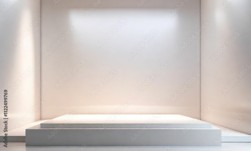 Fototapeta premium Abstract white studio room with light and shadow from window background for product display presentation