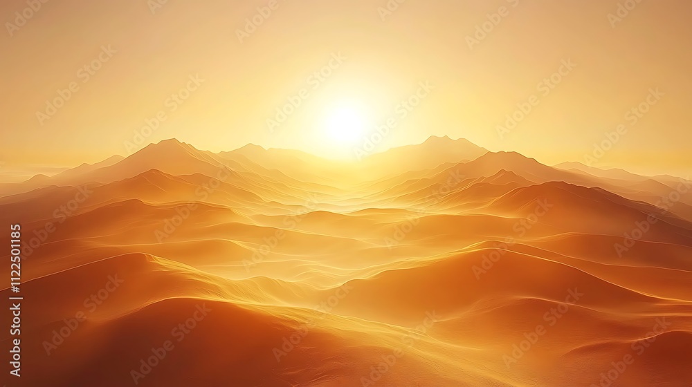 Fototapeta premium Golden Hour Mountain Range Sunset Landscape