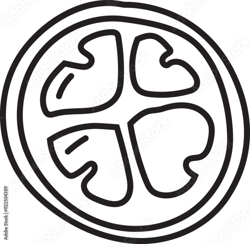 Pizza line art illustration with slices.