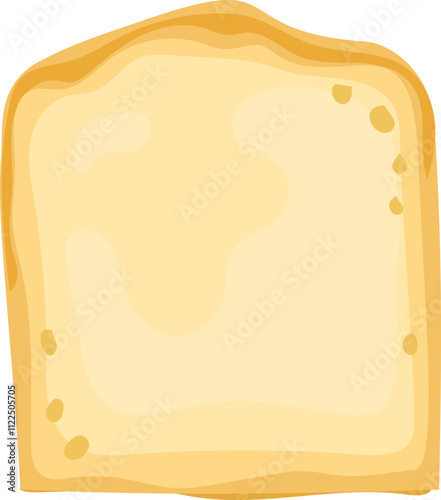 Cartoon style vector of a single toasted bread slice with a golden texture.