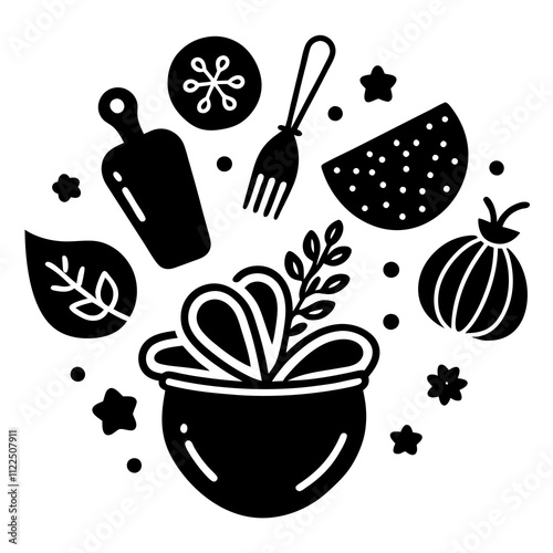 Hand-Drawn Food and Kitchen Doodles Vector