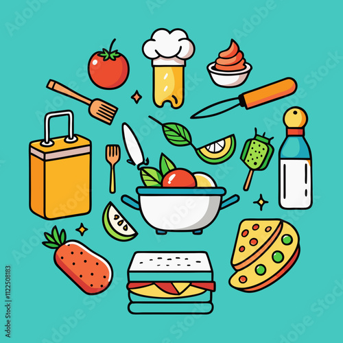 Hand-Drawn Food and Kitchen Doodles Vector