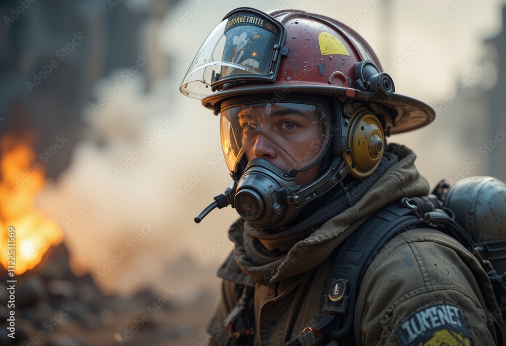 Obraz premium A firefighter working to extinguish a fire, a job and sacrifice with great merit