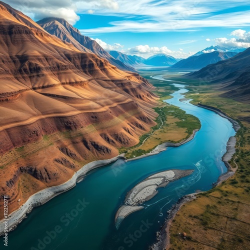 Aerial view of esquel's scenic landscape River landscapes Ultra realistic Photorealistic landscape photographywater travel sky beautiful tourism outdoor photo