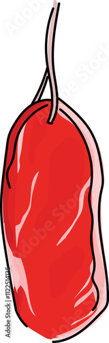 Photos Cartoon Hanging Cured Meat Illustration.