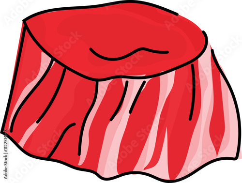 Cartoon Illustration of Raw Beef Filet.