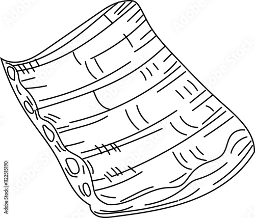 Line Art of Pork Spare Ribs Slab.