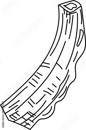 Line Art of Raw Rib Cut Meat.