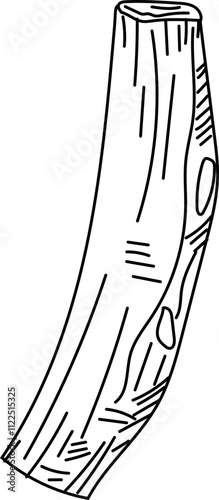 Line Art of Raw Rib Cut Meat.