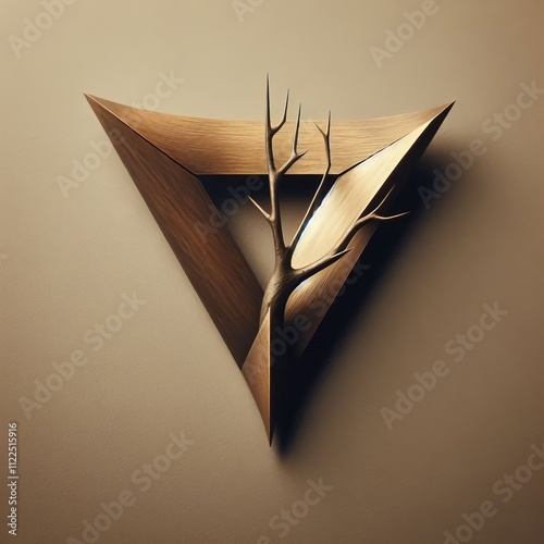 Triangular Metal Branch A triangular piece of metal with a forke photo