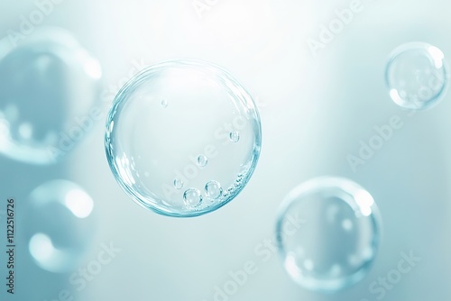 soap bubbles on blue background photo