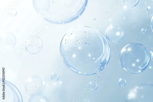 soap bubbles on blue background photo