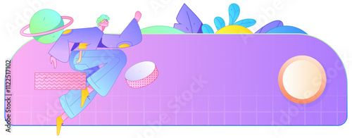 People exercising healthy running vector internet operation illustration
