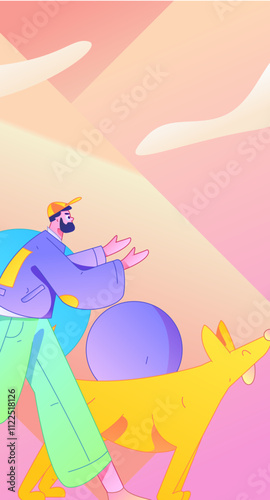 People exercising healthy running vector internet operation illustration

